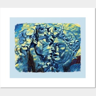 David of Michelangelo Van Gogh Style Posters and Art